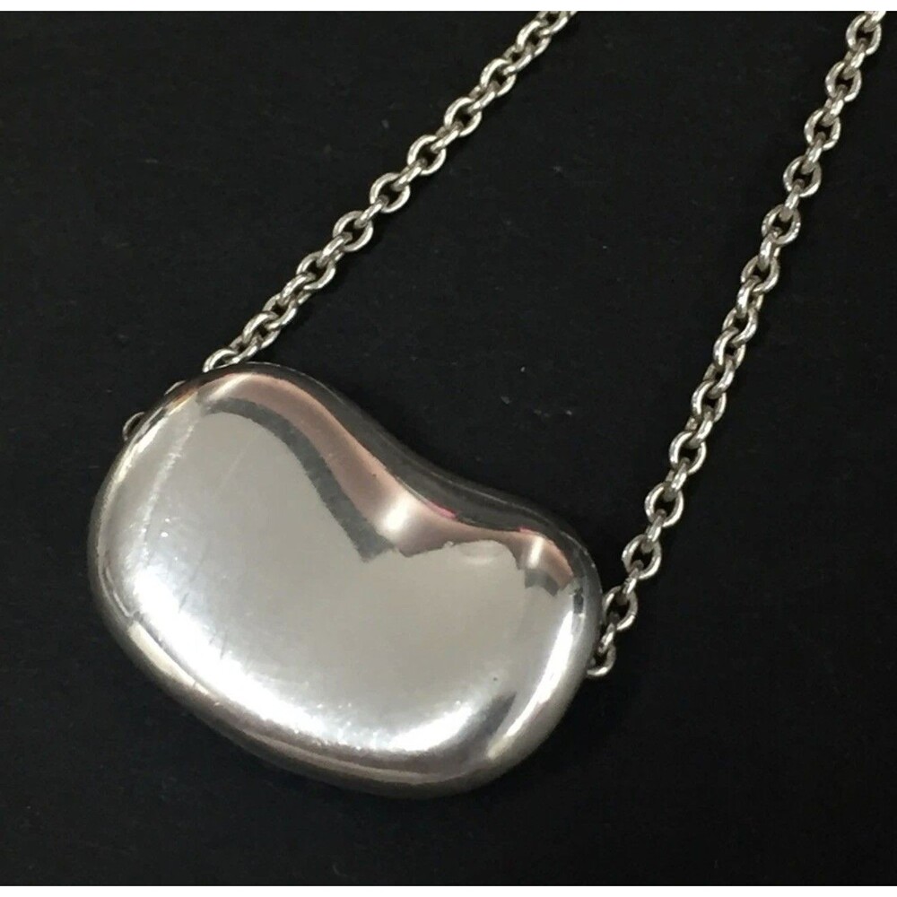 Tiffany & Co. Elsa Peretti Bean Pendant Necklace 925 Silver 38cm/128